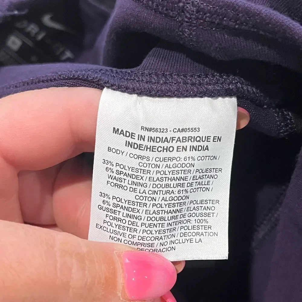 Nike Pants Dri Fit Leggings Mid Rise Athletic Cropped Purple Black Size Medium